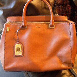 Lauren Ralph Lauren Tan Leather Tote Bag